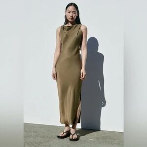 Zara Satin Effect Midi Dress